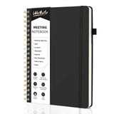 WEMATE Meeting Notebook for Work B5 (7"x10") - Spiral-Bound Planner for Remote Teams & Video Calls, Action Item Tracker, 200 Pages, Dark Blue