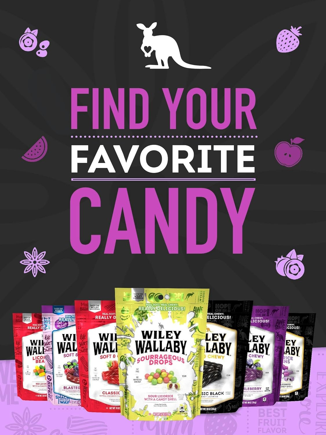 Wiley Wallaby Black Licorice – Calming Vegan Snack for Mindful Afternoon Breaks, Fat-Free Candy
