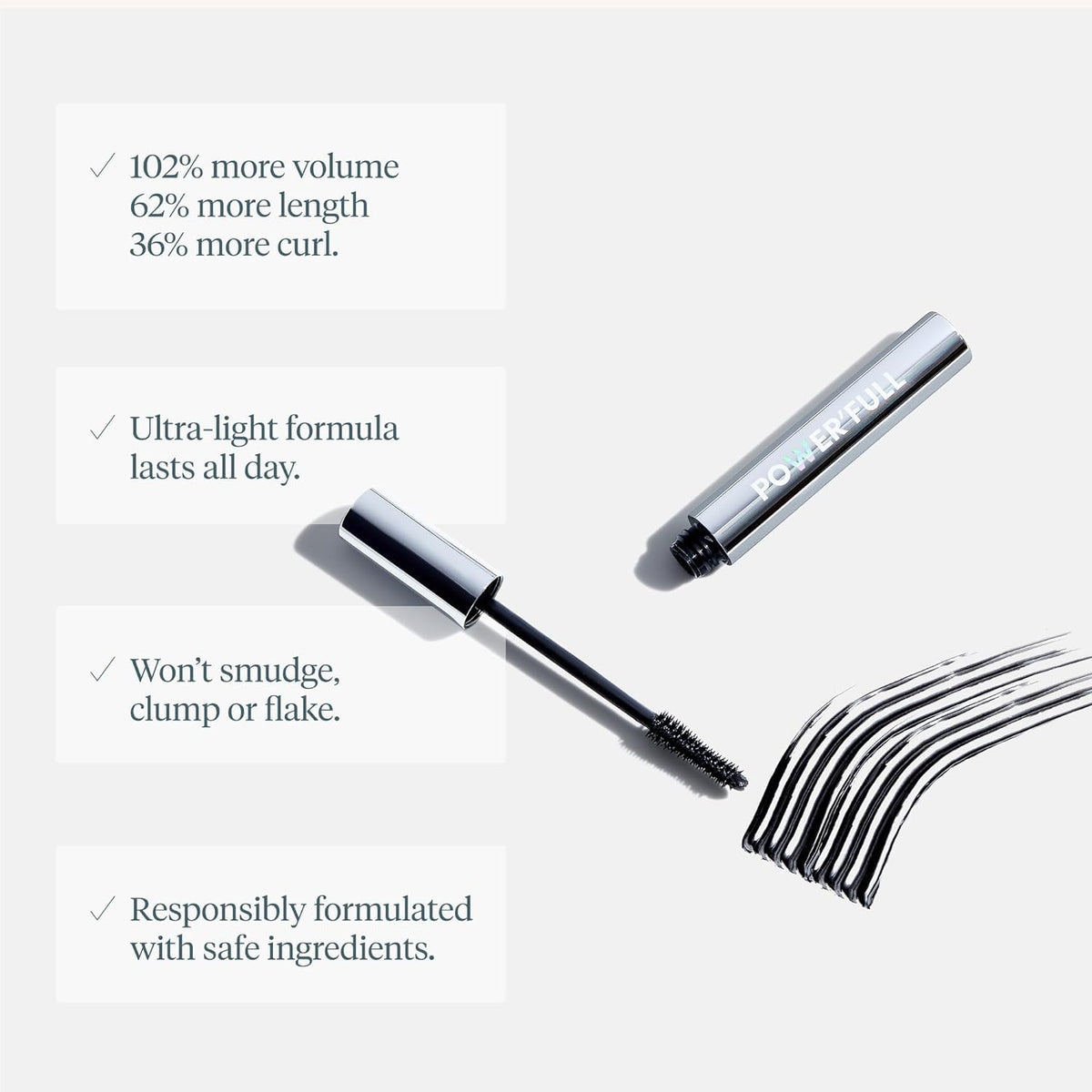 Wonderskin Mascara - Simple Clump-Free Black Mascara for the Uncluttered Vanity, One-Step Curl and Volume