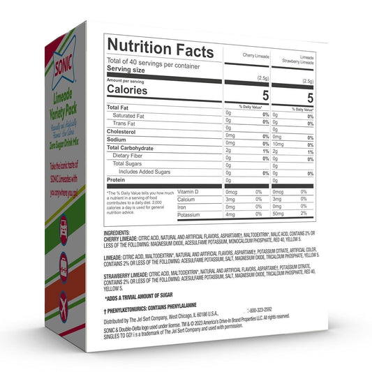 zero sugar, caffeine-free, non-carbonated formula sweetened with aspartame and acesulfame potassium