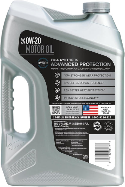 0w-20 low-viscosity grade (line spans 0w-16 through 20w-50) for fuel economy and cold flow