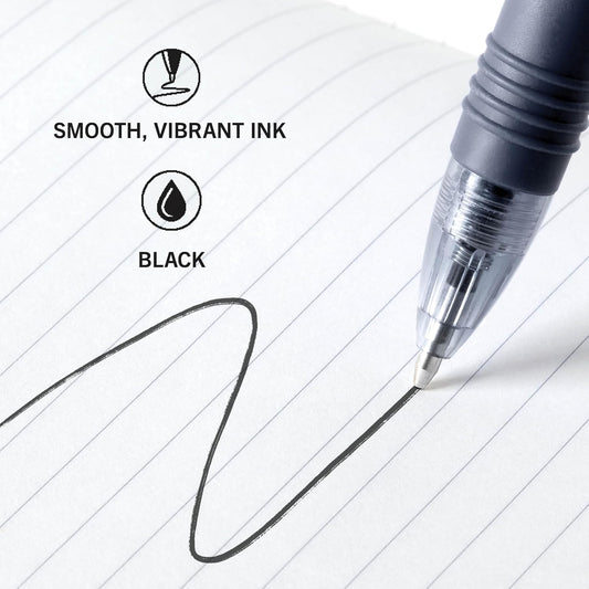 1.0mm medium point ballpoint tip with smooth, low-viscosity skip-free ink flow