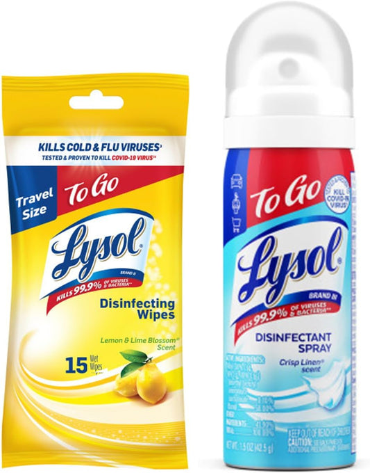 1.5 oz travel-size aerosol disinfectant spray (crisp linen scent)