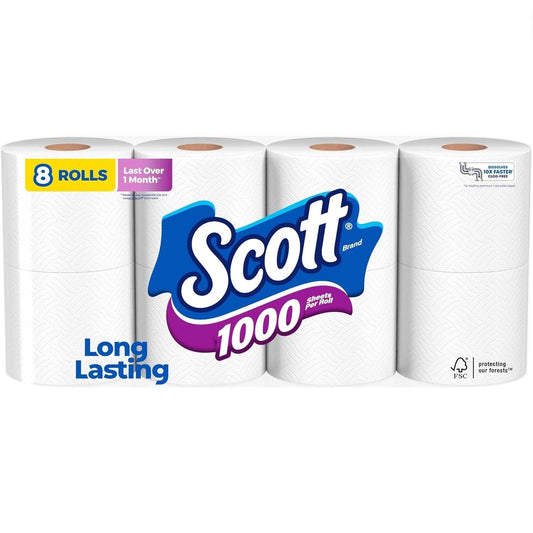 1-ply construction with 1000 sheets per long-lasting roll