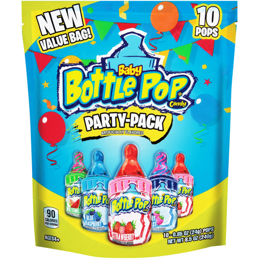 10-count individually wrapped hard candy lollipops with sealed dipping powder caps