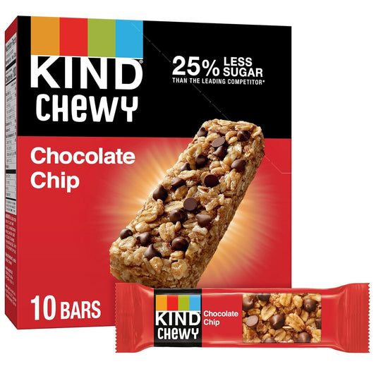 10 individually wrapped 0.81oz chewy granola bars per package