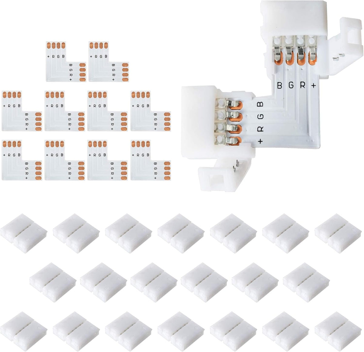 10 l-shape corner boards plus 20 straight connector clips plus 2 extra couplers (32 pieces total)