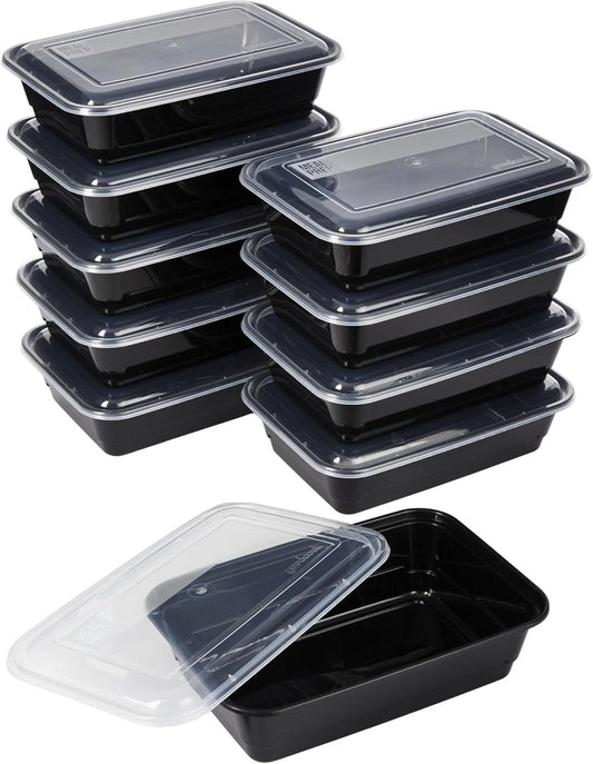 10 reusable containers with 10 coordinating domed snap lids