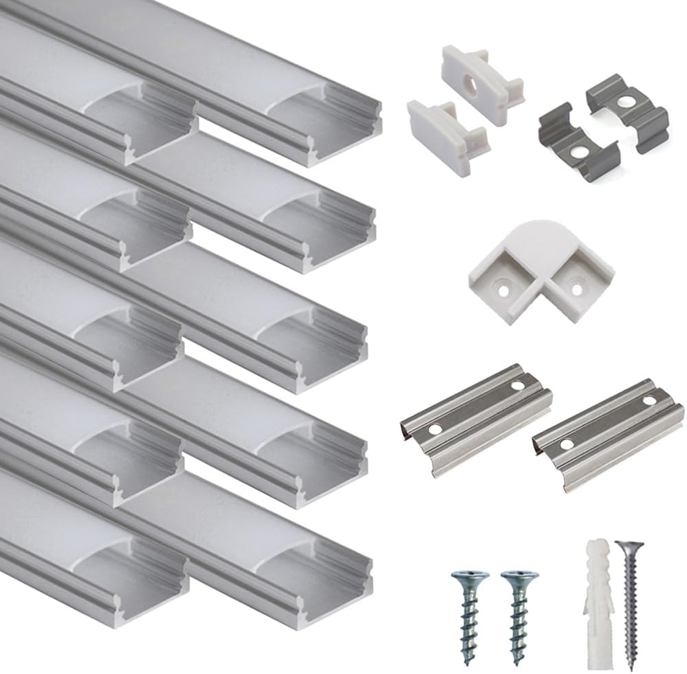10 segments of 1m/3.3ft u-shape aluminum channel totaling 10 meters of coverage