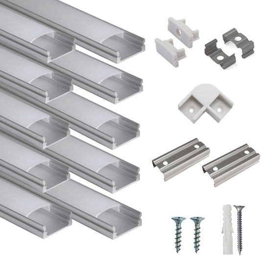 10 segments of 1m/3.3ft u-shape aluminum channel totaling 10 meters of coverage