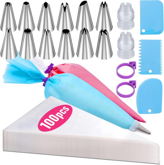 100 disposable 12-inch pastry bags per pack (also available in 16-inch and 200-pc variants)