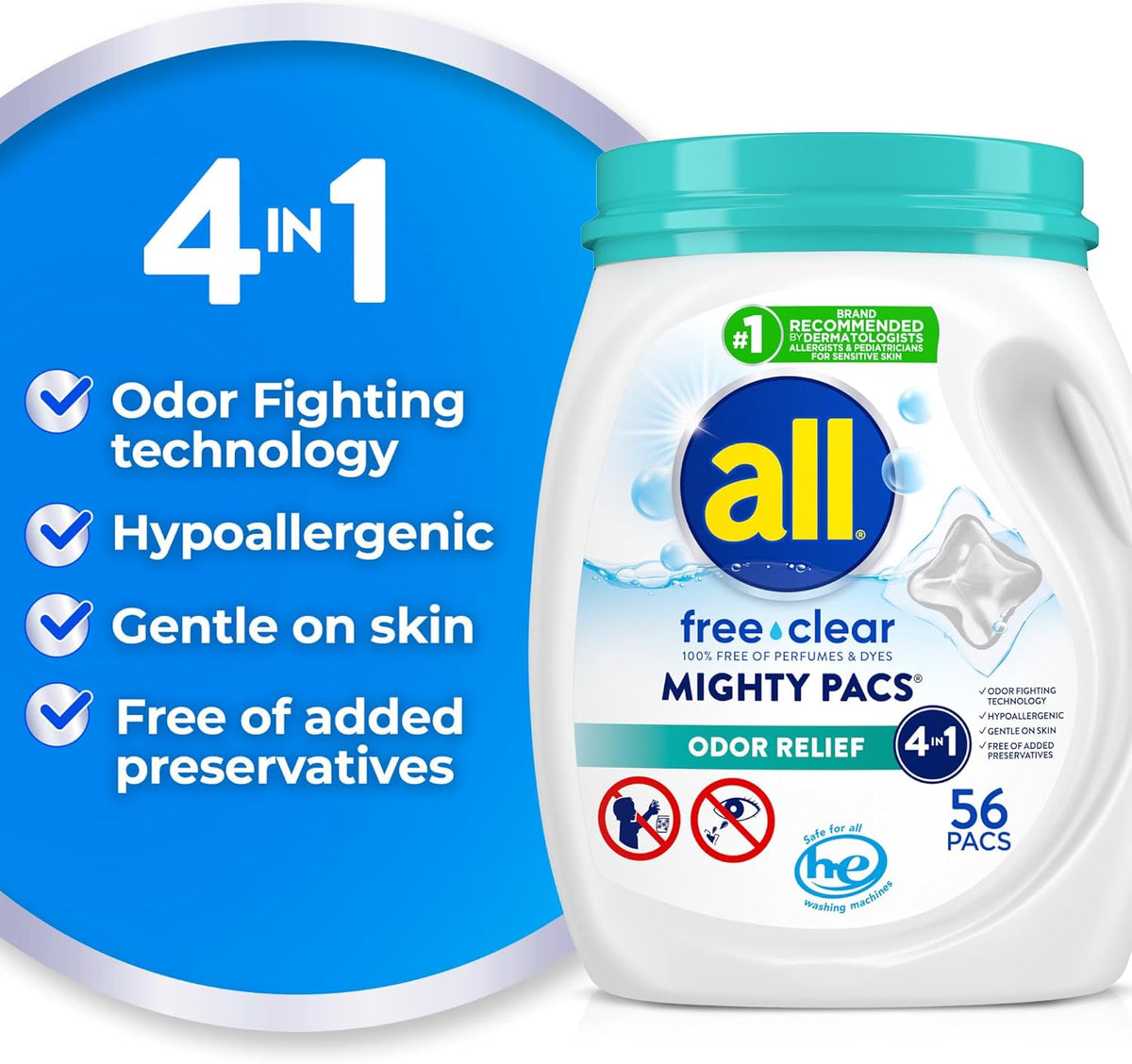 100% free of perfumes and dyes for irritation-free washing