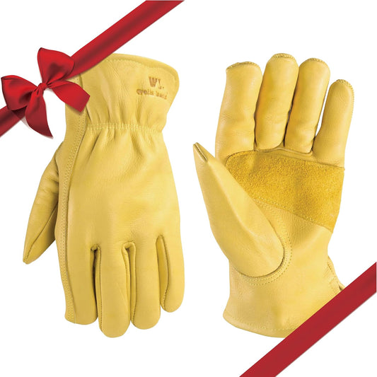 100% grain cowhide leather construction for abrasion and puncture resistance