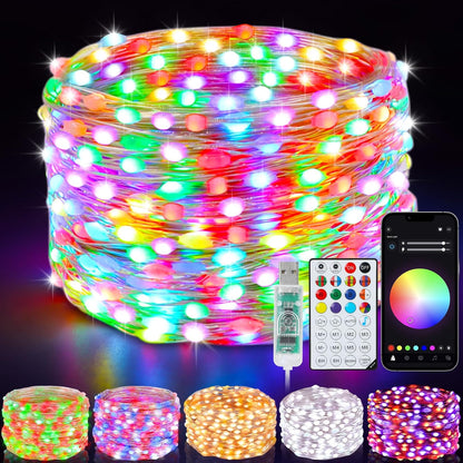 100 high-brightness leds across 33ft of flexible silver/copper wire