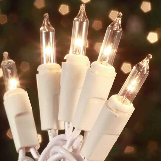 100 mini clear incandescent bulbs per strand for classic warm white ambiance