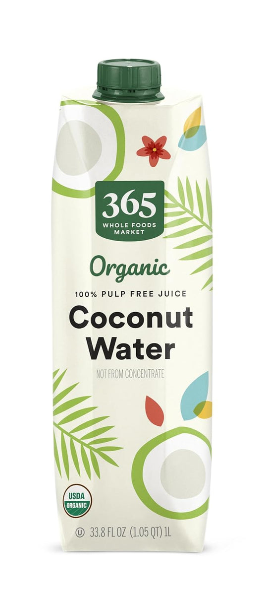 100% organic coconut water with only one ingredient on the label