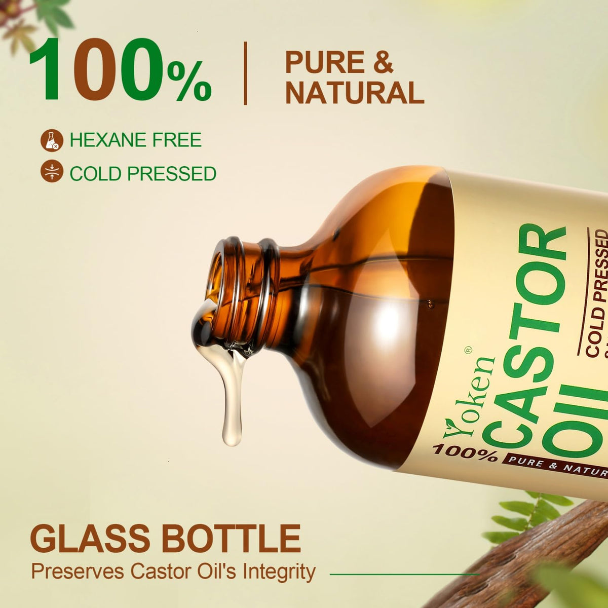 100% pure cold-pressed extraction from indian castor seeds preserving omega fatty acids
