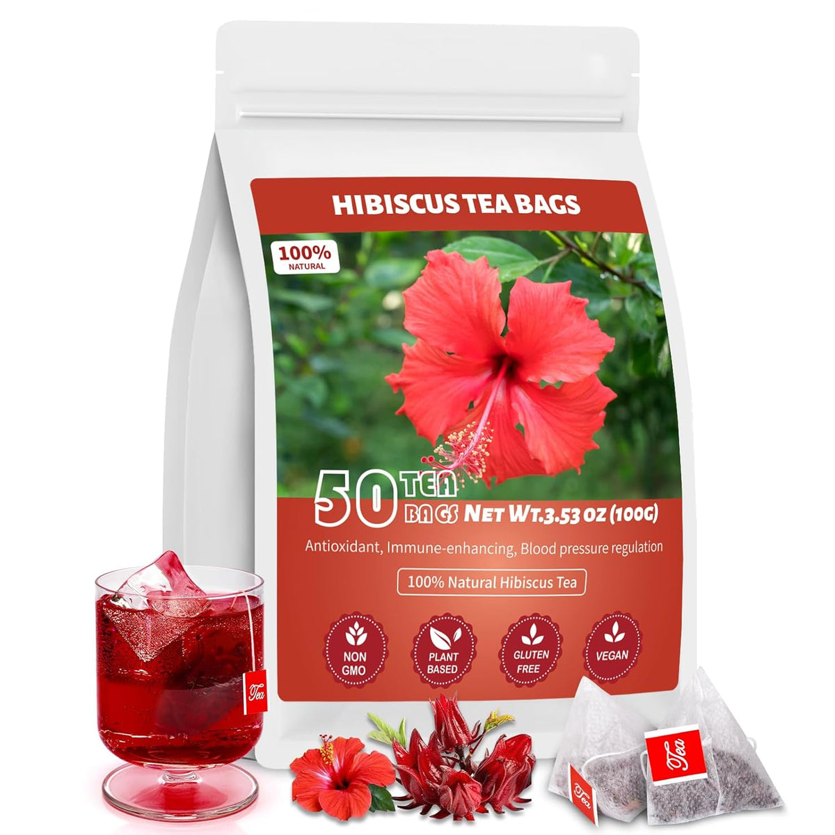 100% pure natural organic dried hibiscus flowers (sun-dried and washed)