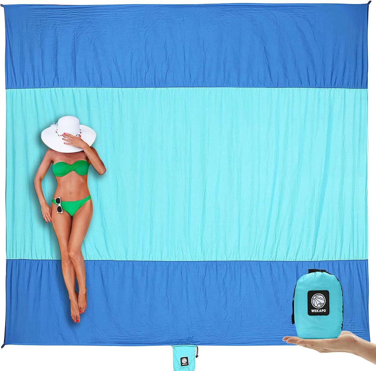 100% ripstop nylon fabric that is sand-shedding, water-resistant, and quick-drying