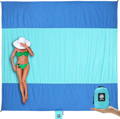 100% ripstop nylon fabric that is sand-shedding, water-resistant, and quick-drying