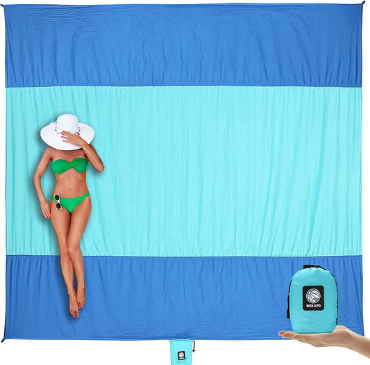 100% ripstop nylon fabric that is sand-shedding, water-resistant, and quick-drying