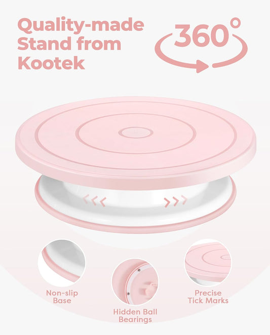 11-inch 360° revolving cake turntable with hidden ball bearings for smooth spin in both directions