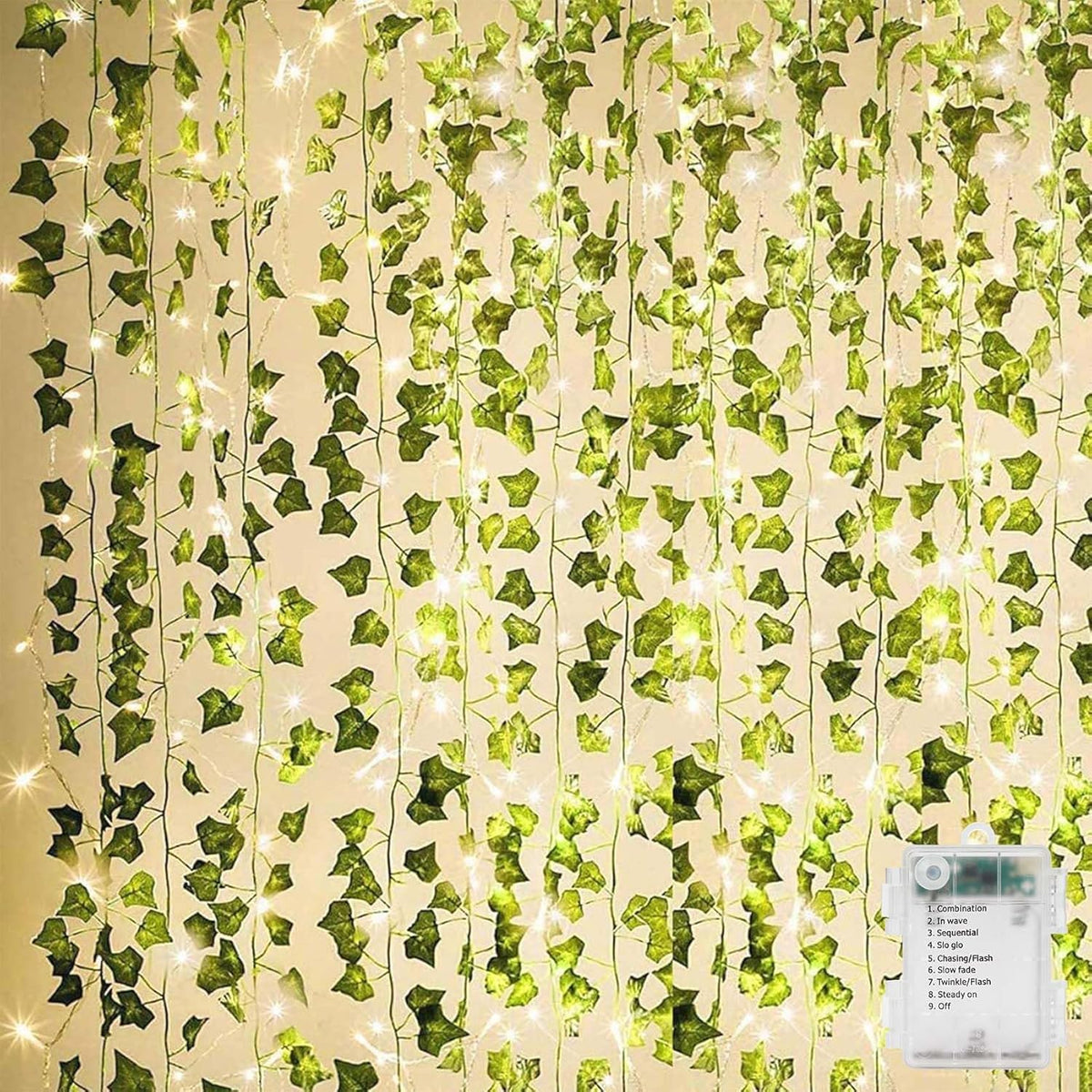 12 artificial ivy strands totaling 84ft, each with 80 lifelike polyester leaves