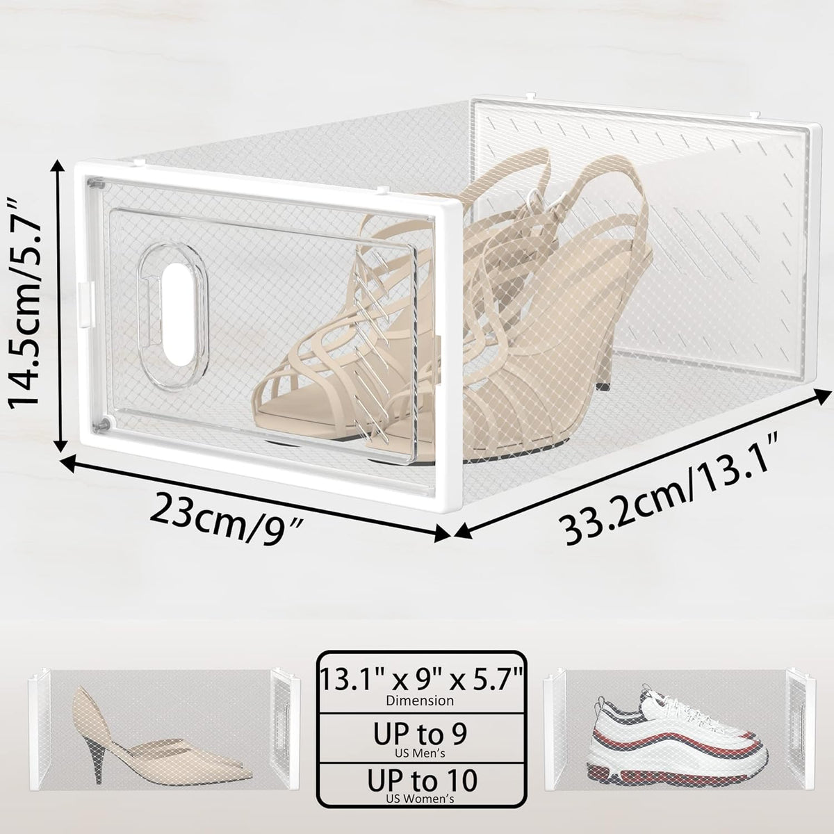 12-box set with 35 lb per-box load capacity, available in white (large/xx-large) and black (large)