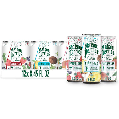 12-can variety pack with 3 cocktail-inspired flavors: daiqui'red, pina fizz, and peach spritzer