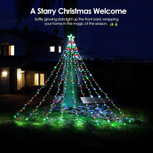 12-inch illuminated star topper crowning the waterfall effect