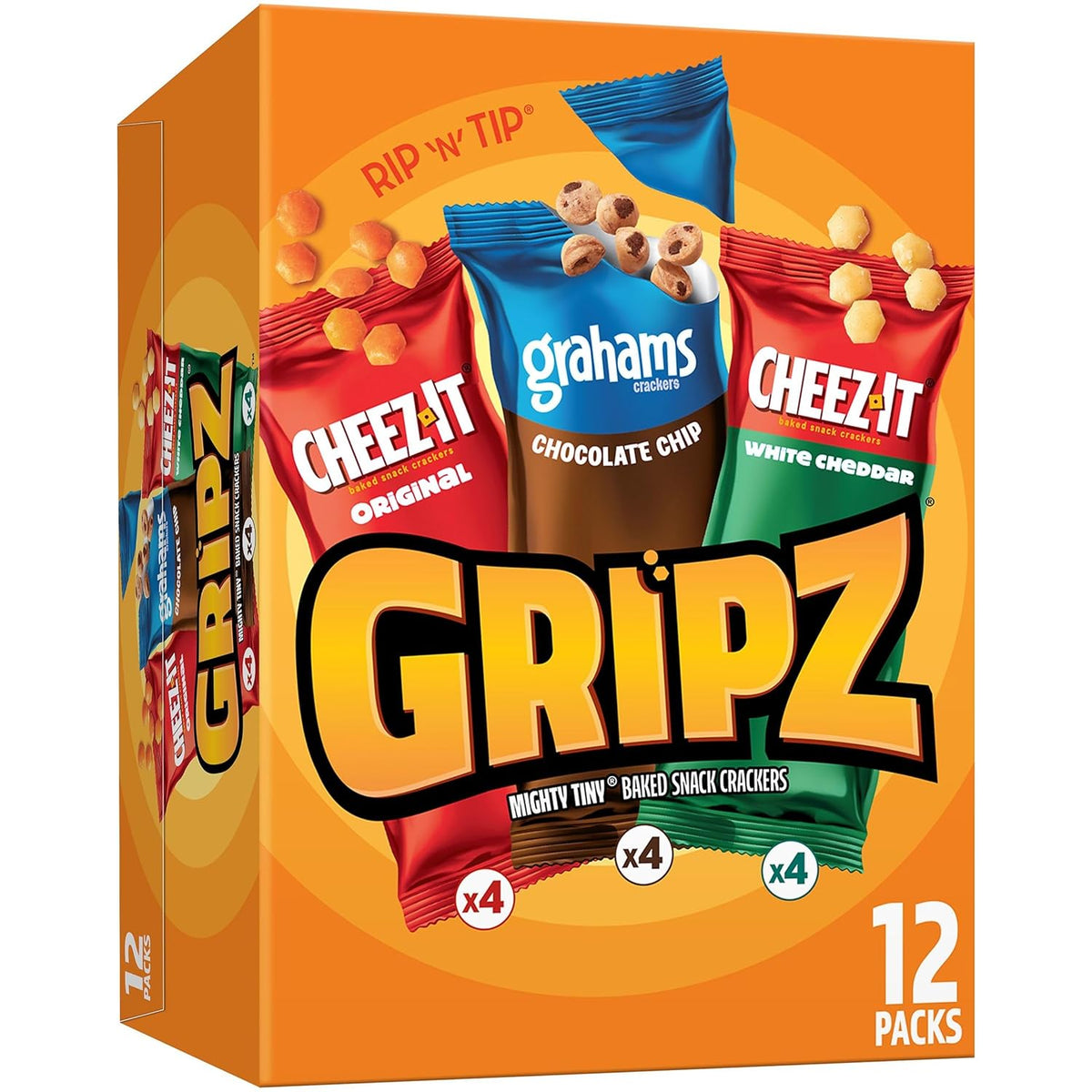 12 individually sealed rip 'n' tip easy-open pouches per box