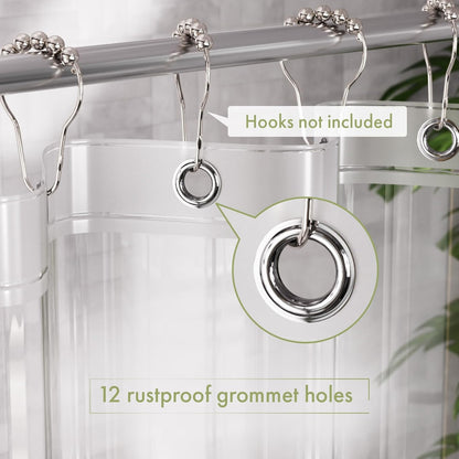 12 rust-resistant metal grommet holes compatible with standard hooks