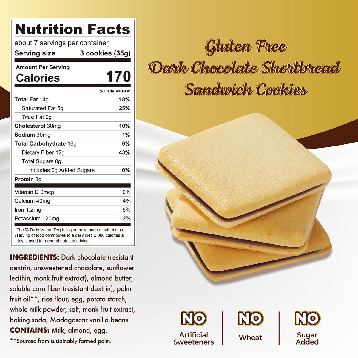 12g of prebiotic fiber per 3-cookie serving