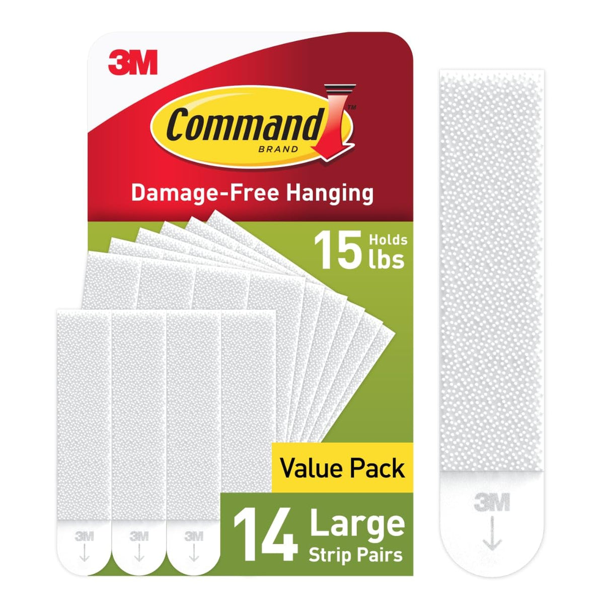 14 pairs (28 strips) of large white hanging strips, also available in a 28-pair bulk pack