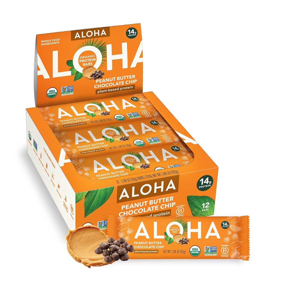 14g organic plant-based protein per bar from brown rice and pumpkin seed blend