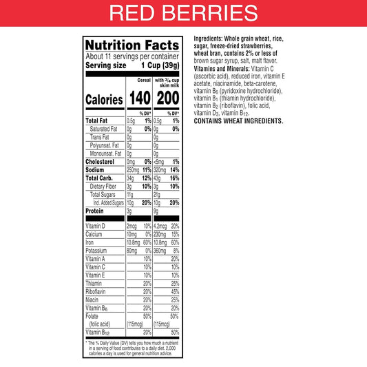 15g whole grain per serving from whole grain wheat and rice flakes