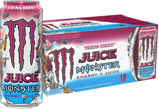 16 fl oz carbonated can with monster's signature energy blend (caffeine, taurine, b-vitamins)