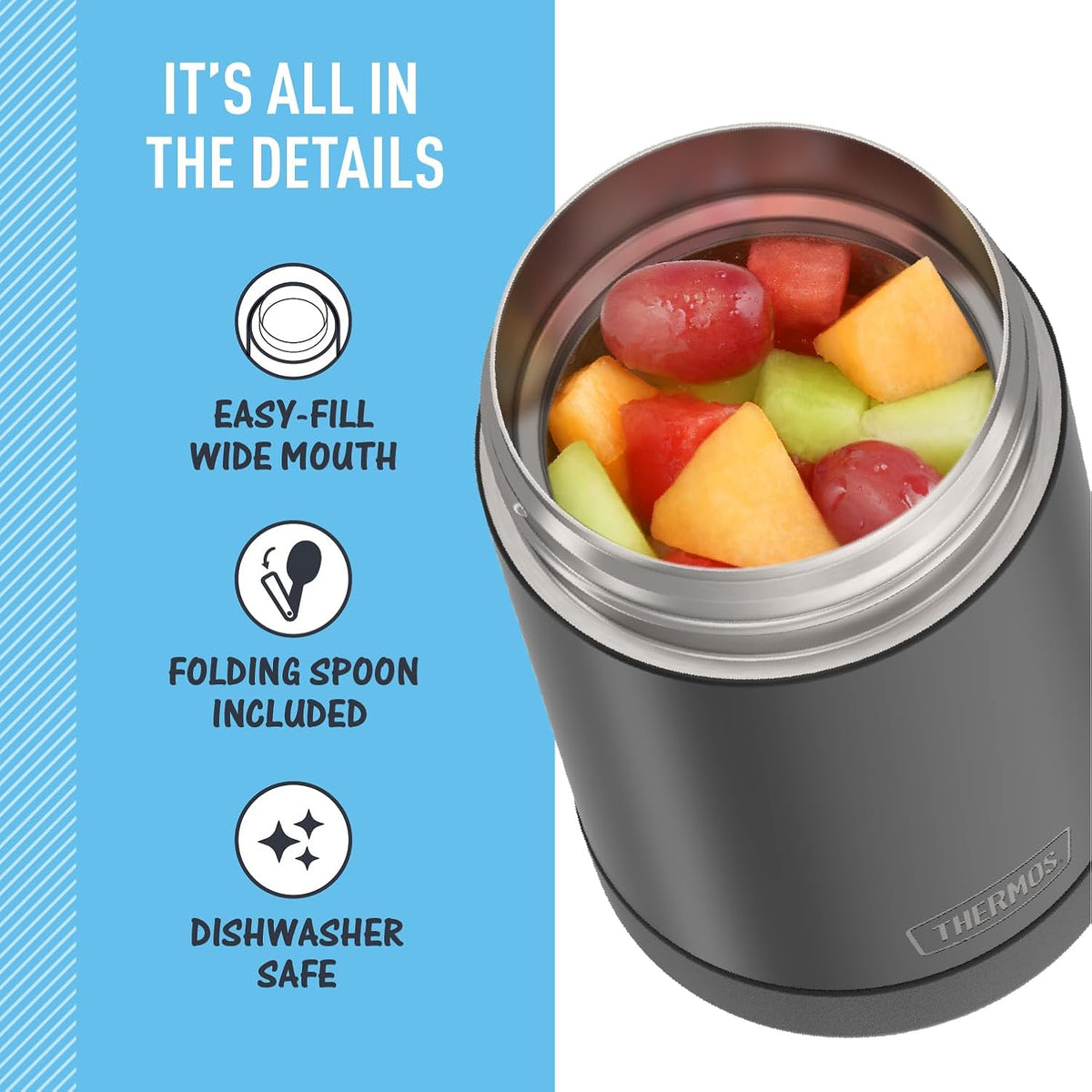 16-ounce capacity with wide-mouth opening for easy filling, eating, and hand-washing