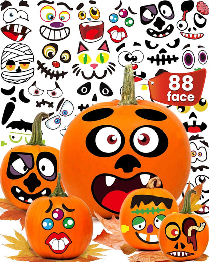 16 sheets containing 88 unique funny pumpkin face expressions