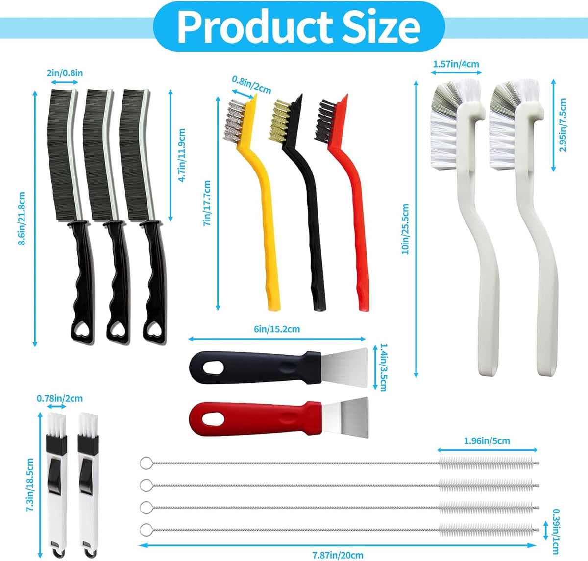 16Pcs Crevice Cleaning Brush Set – Practical Housewarming Gift for New Homeowners, Hard Bristle Scrub Kit