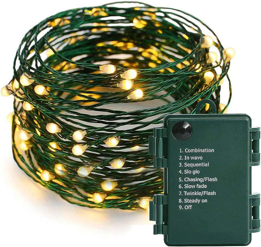 18ft flexible green copper wire with 50 (or 100) micro leds in warm white 3000k