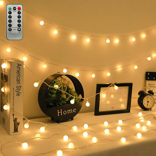 19.7 ft (6 m) total length with 40 mini led ball bulbs, each 0.7 inch in diameter