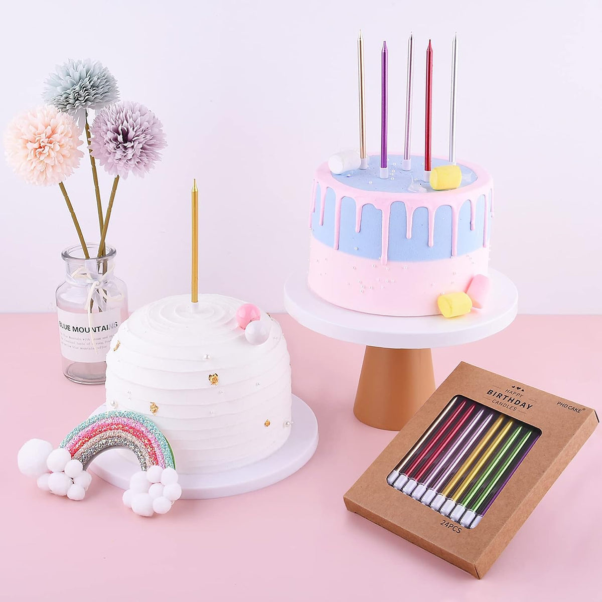 19 color/finish variants including gold, silver, rose gold, iridescent, rainbow, and pearl white