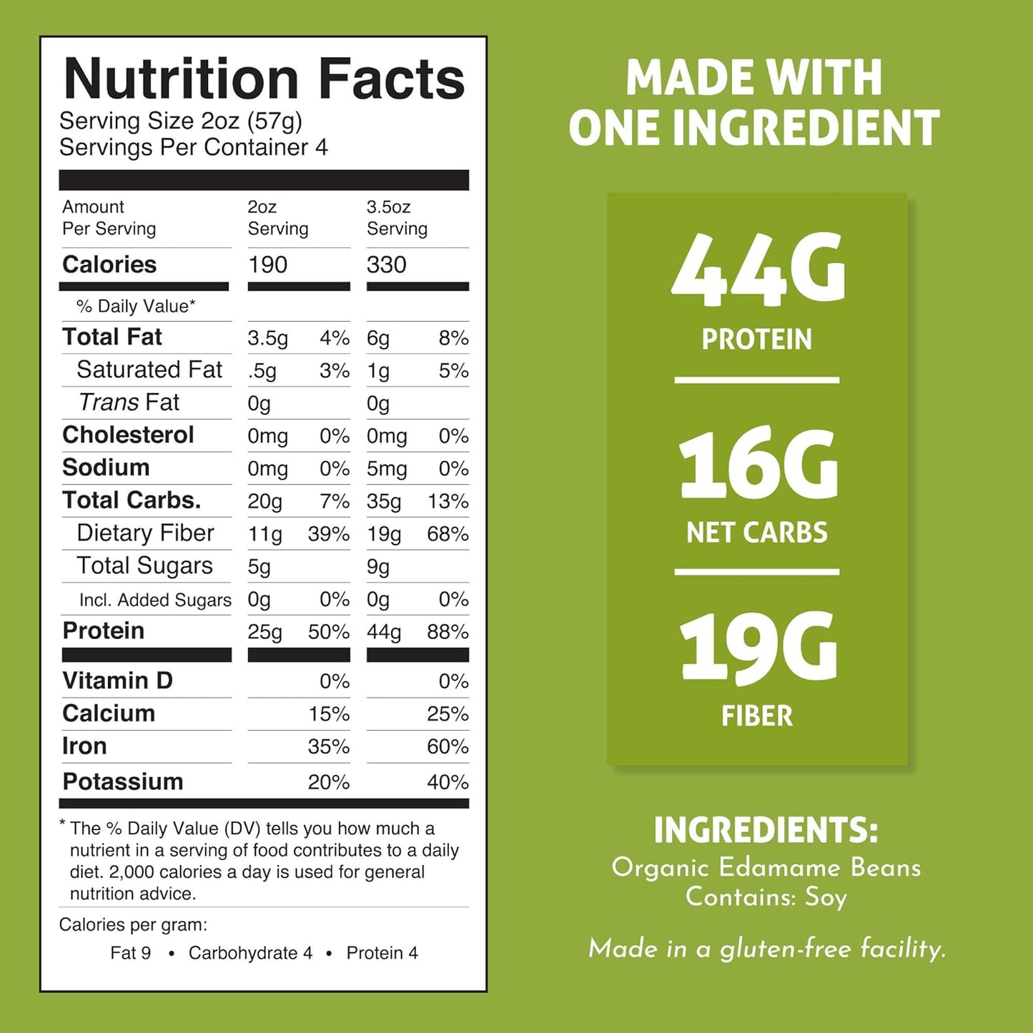 19 grams of dietary fiber per 3.5 oz serving for digestive health