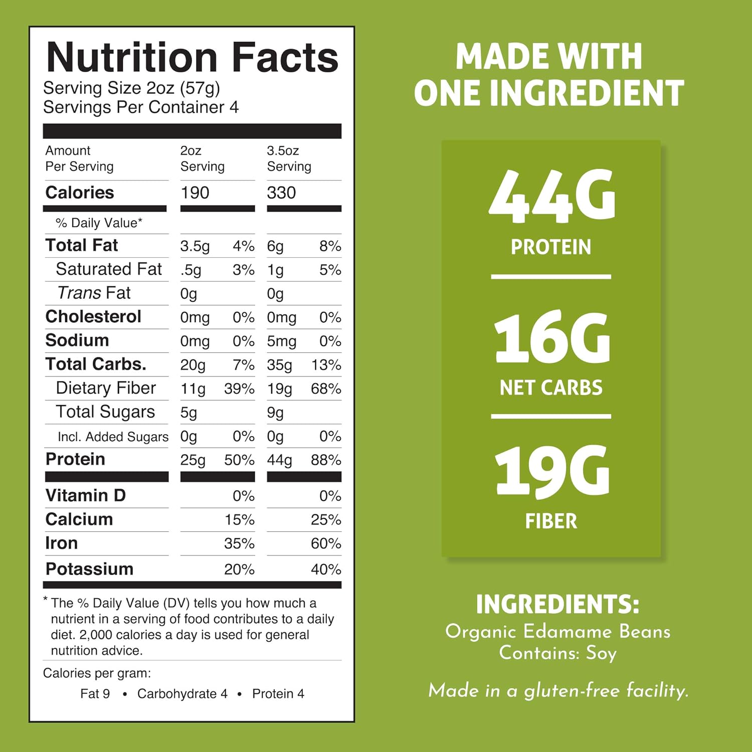 19 grams of dietary fiber per 3.5 oz serving for digestive health