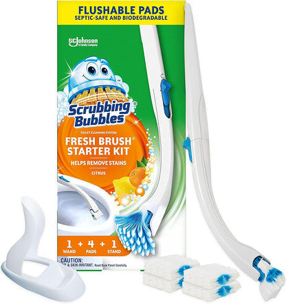 19-inch toilet wand with one-button pad release mechanism