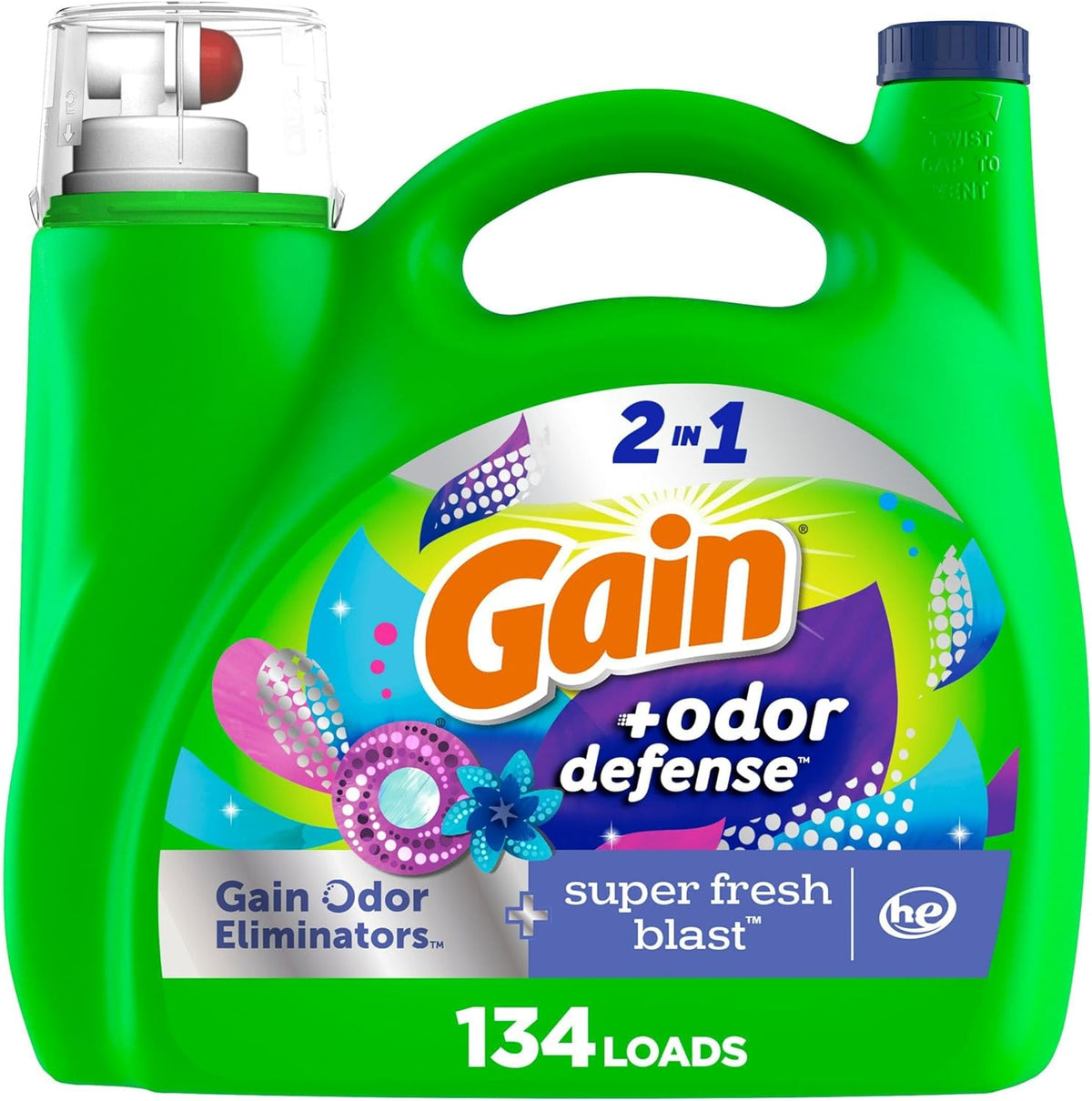 194 fl oz jug delivering 134 loads of detergent