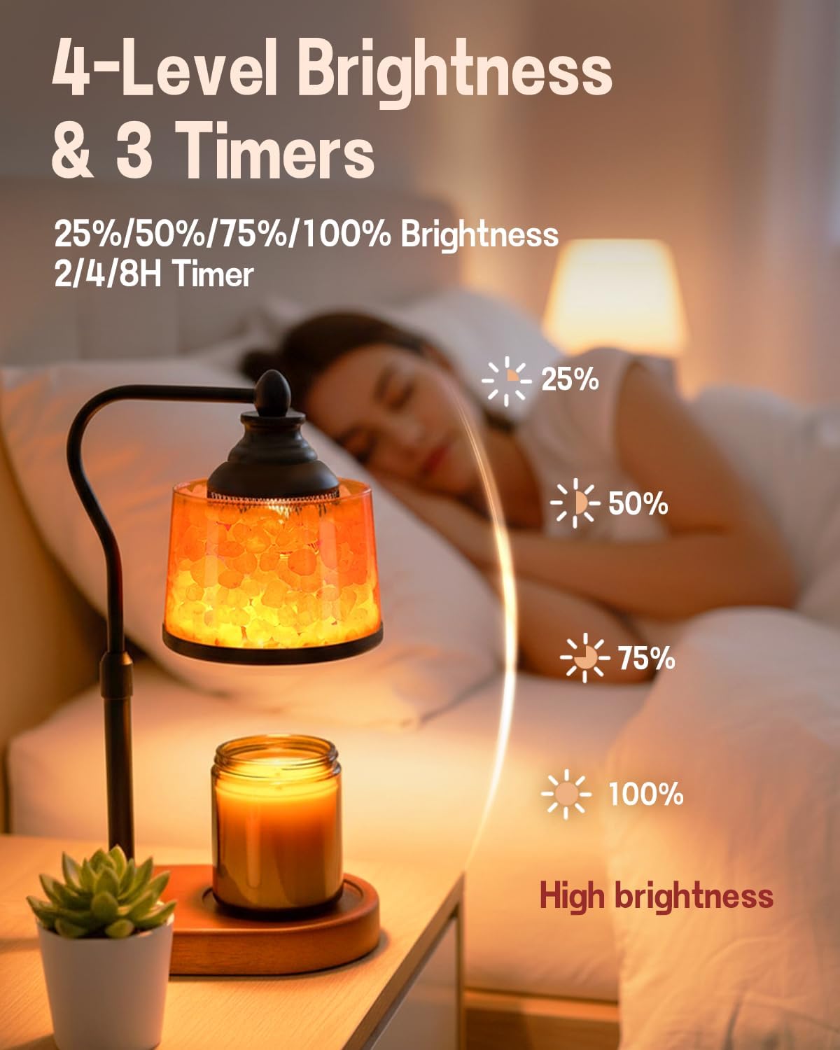 2/4/8-hour auto-off countdown timer for safe, energy-efficient unattended use