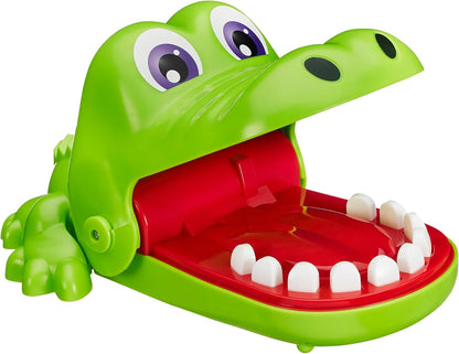 2-4 player turn-based gameplay with quick reset by reopening the crocodile's mouth