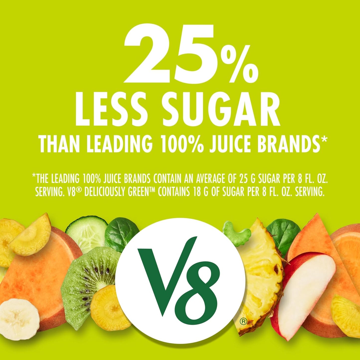 2 combined servings of fruits and vegetables in every 8 fl oz serving